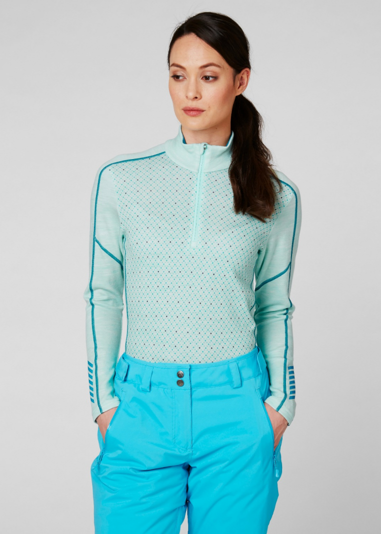 HH LIFA MERINO GRAPHIC 1/2 ZIP PARA MUJER